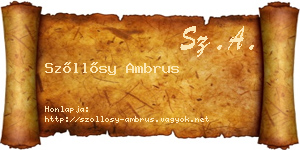 Szőllősy Ambrus névjegykártya